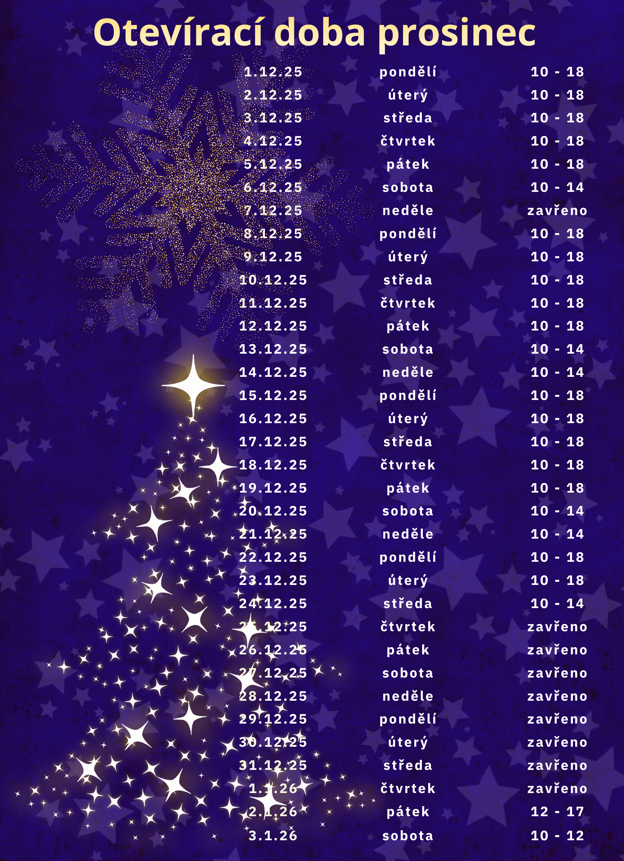 Otevírací doba prosinec45or